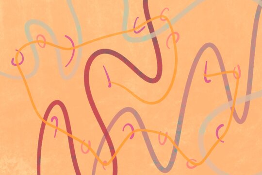 Abstract Peach Tones Curvy Lines Background