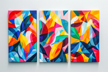 Obraz premium Colourful abstract pop art paintings, triptych 