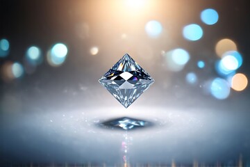 Sparkling Diamond Gemstone with Bokeh Background