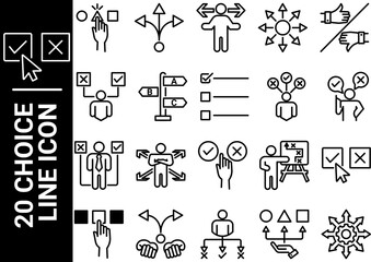 20 choice line icon, black and white