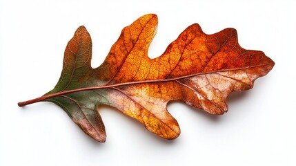 Obraz premium Single Oak Leaf with Autumn Colors and Veins
