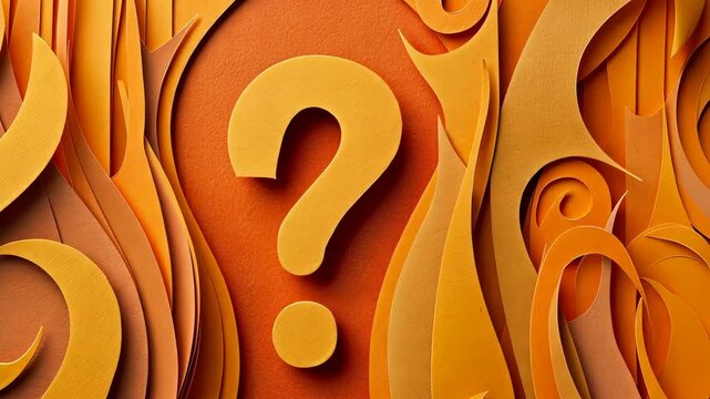 abstract composition with question mark in warm tones, artistic concept