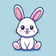 Cute Rabbit Sitting Cartoon Vector Icon Illustration. Isolated Flat Cartoon Style