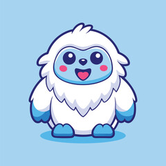 Cute Yeti Cartoon Vector Icon Illustration. Isolated Flat Cartoon Style