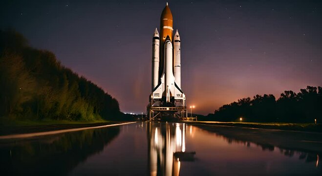 Rocket on a launch pad.