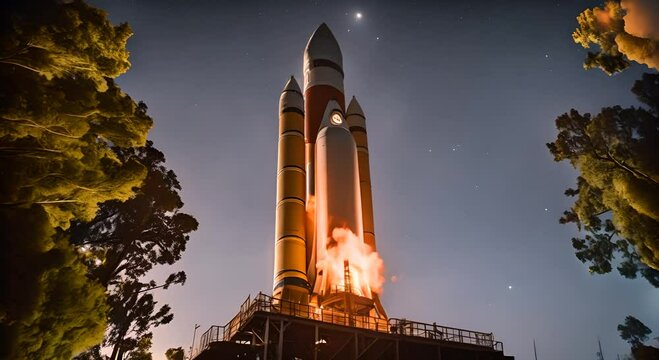 Rocket on a launch pad.