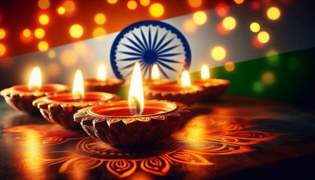 Happy Diwali Festival- a simle Diya lamps lit down during Diwali celebration. dark background. Indian festival Happy Diwali with Diwali Diya, holiday Background.