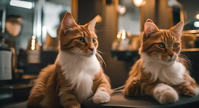 Cat in a hair salon.