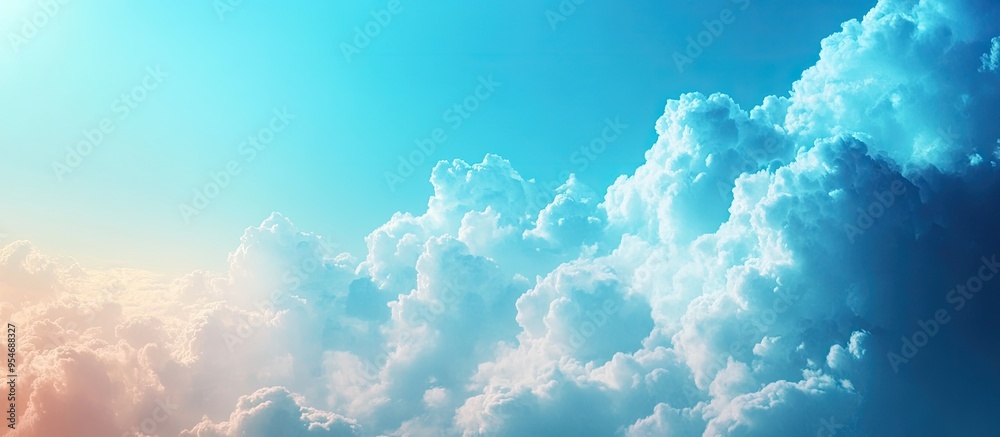 Fototapete Background abstract azure sky and clouds. with copy space image. Place for adding text or design