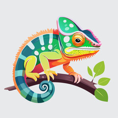 Fototapeta premium Chameleon Cute Small Cartoon Baby Animal Character
