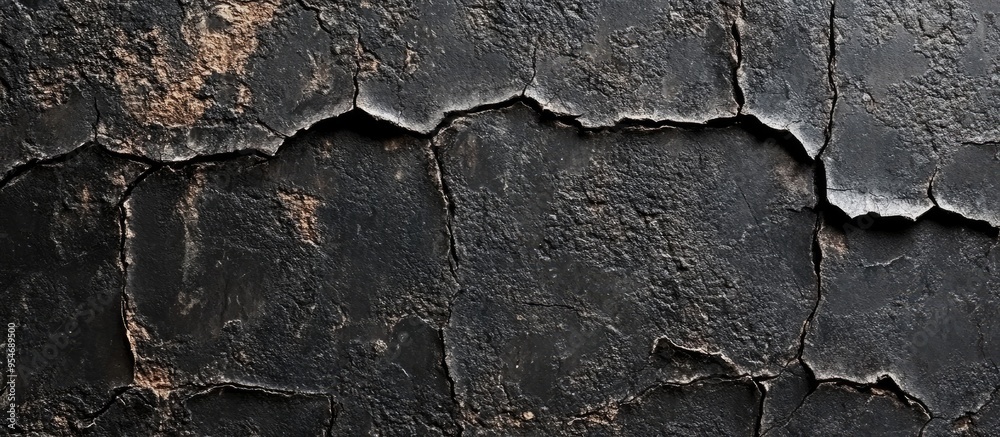 Aufkleber black grunge backdrop texture of a cracked concrete wall close up view background featuring an old d