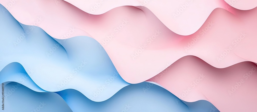 Fototapete Pastel colored paper texture background Abstract geometric background in soft pink and blue. with copy space image. Place for adding text or design