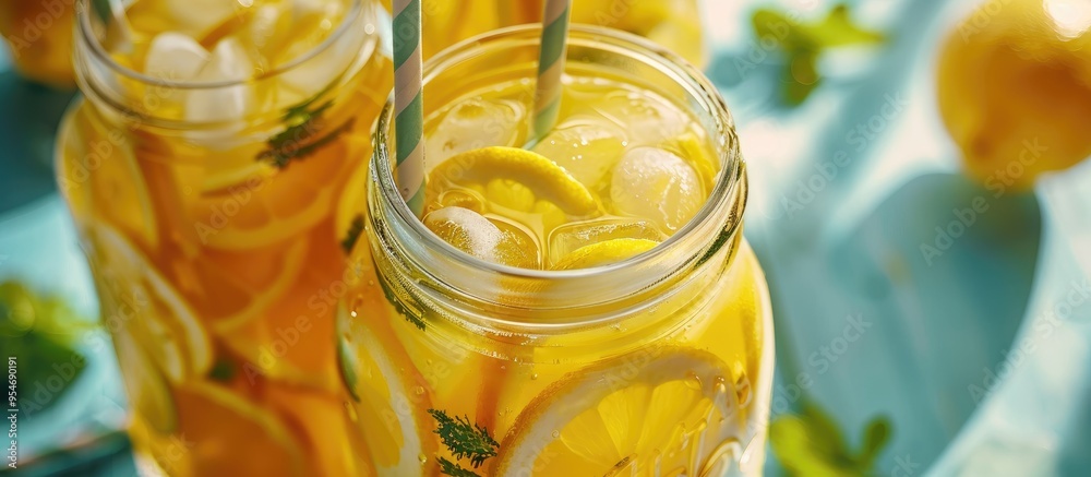 Leinwandbilder lemonade healthy beverages. with copy space image. place for adding text or design