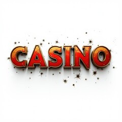 Vibrant casino sign with bright lights glowing against a white background