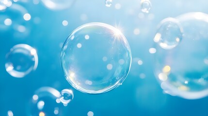 Blue Abstract Background with Soap Bubbles