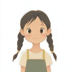 Cute Cartoon Girl Illustration in Pastel Colors for Children's Storybooks and Digital Art Projects