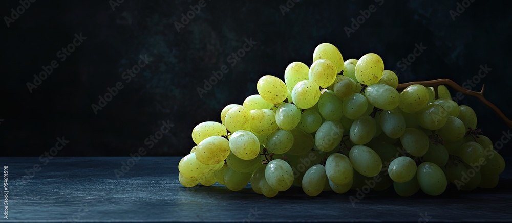 Leinwandbilder Still life featuring grapes against a dark backdrop. with copy space image. Place for adding text or design