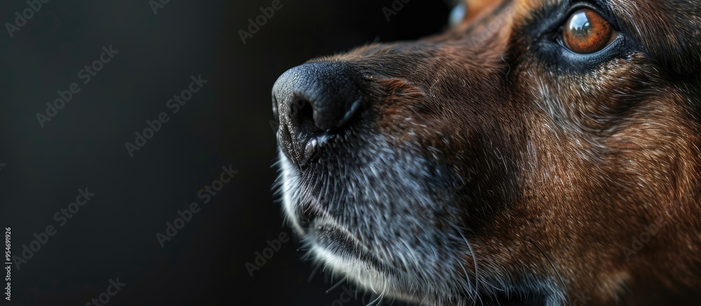Poster dog looking in. with copy space image. place for adding text or design