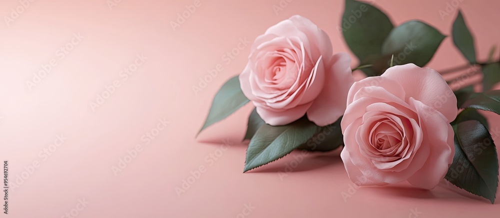 Poster roses in pink. with copy space image. Place for adding text or design