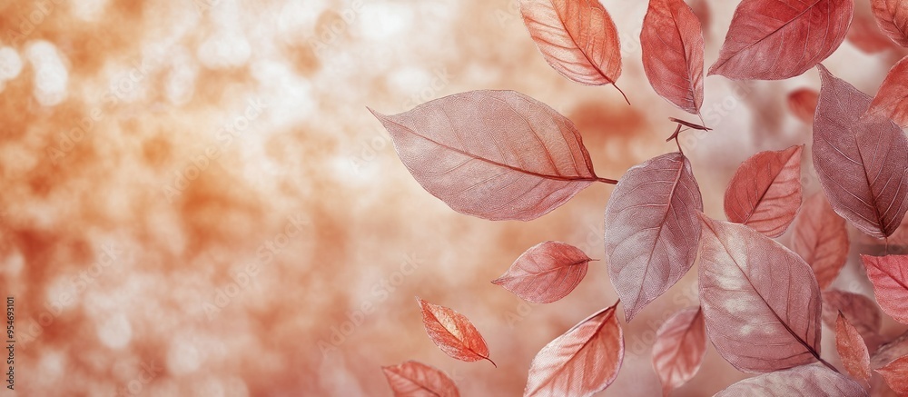 Leinwandbilder autumn colored painted leaves. with copy space image. place for adding text or design