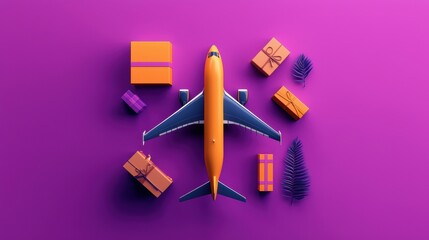 Flight logistics refinement for product delivery, flat design illustration