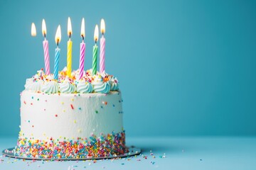 Birthday Cake with Colorful Candles