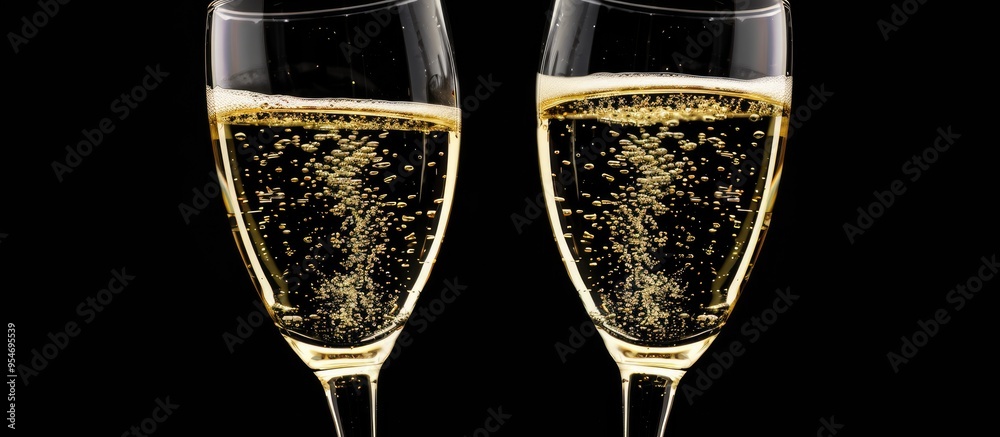 Aufkleber champagne glasses. with copy space image. Place for adding text or design