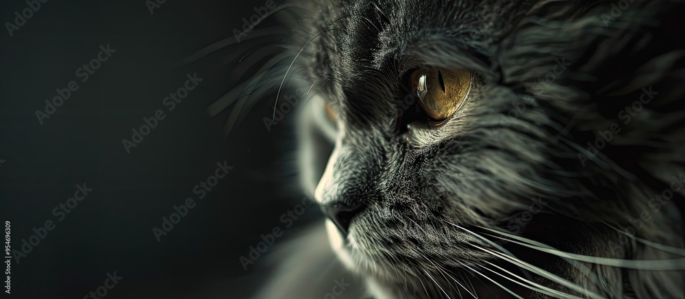 Poster moody portrait of a persian cat featuring copyspace