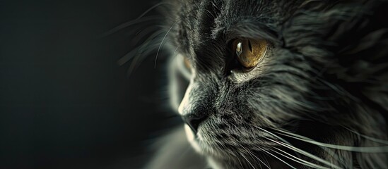 Naklejka premium Moody portrait of a Persian cat featuring copyspace