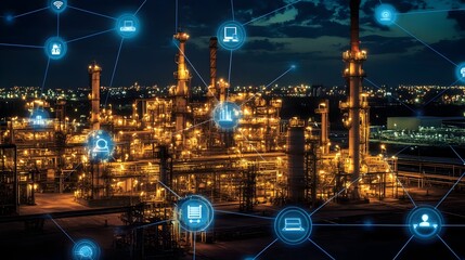 A photograph showcasing the of advanced IoT sensors and technology within refinery pipelines