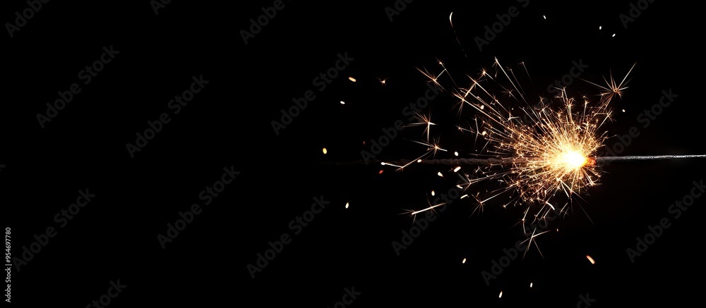 Poster sparklers set against a black background. with copy space image. Place for adding text or design