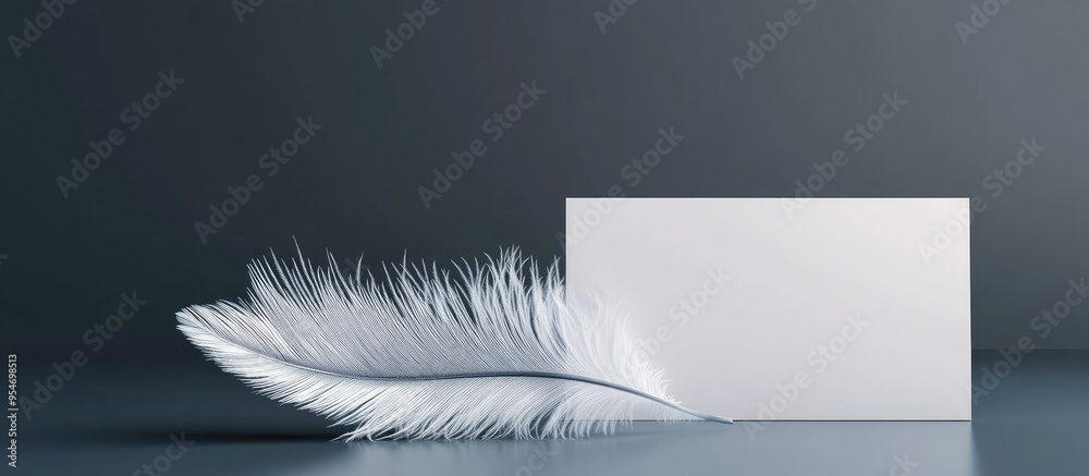 Poster blank space paper tag with a feather for your own copyspace