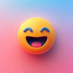 Fototapeta premium A vibrant 3D rendering of a smiling emoji on a pastel gradient background ideal for social media, digital marketing, and positivity-themed projects,