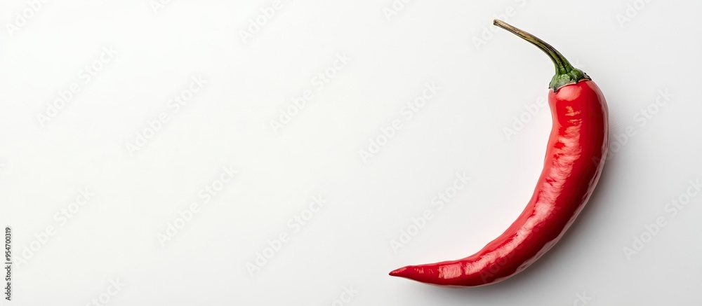 Fototapete red fresh hot chili pepper on a white background viewed from above. with copy space image. place for