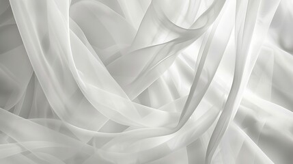 Fototapeta premium White Sheer Fabric Texture Background, Abstract Elegant Flowing Drapery with Soft Waves for Backdrop