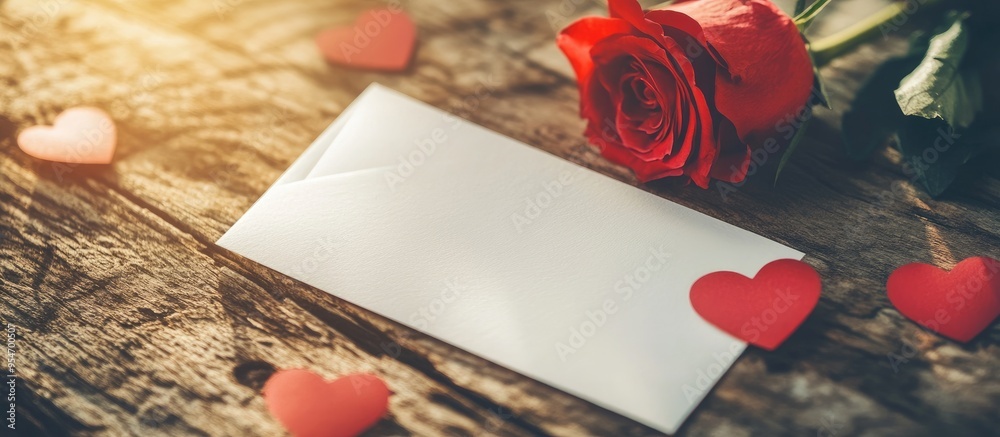 Poster blank card on a wooden table background valentine s day messages and love declarations for a romanti