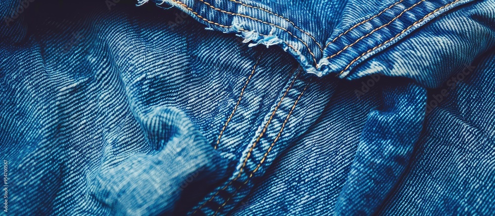 Aufkleber Close up of the denim texture of blue jeans. with copy space image. Place for adding text or design