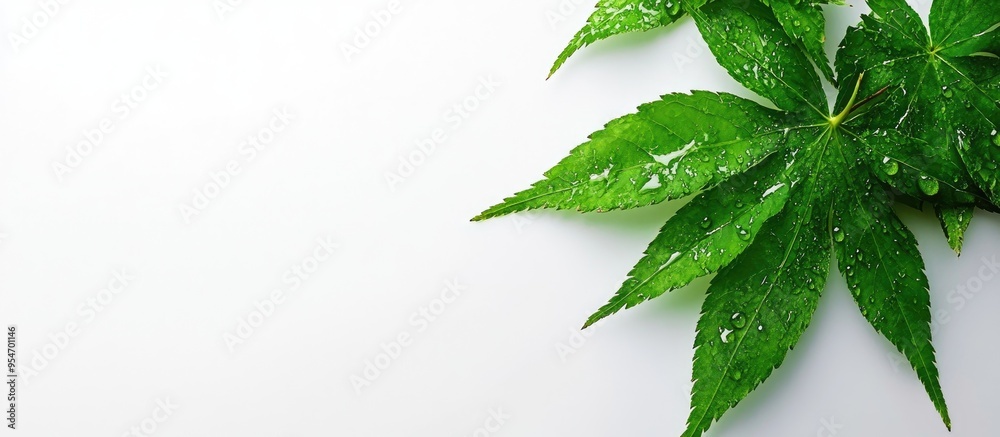 Leinwandbilder green leaf of a japanese maple. with copy space image. place for adding text or design