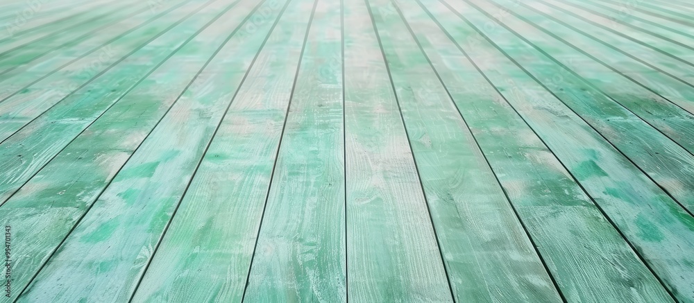 Poster pastel green wooden textured floor background. with copy space image. place for adding text or desig