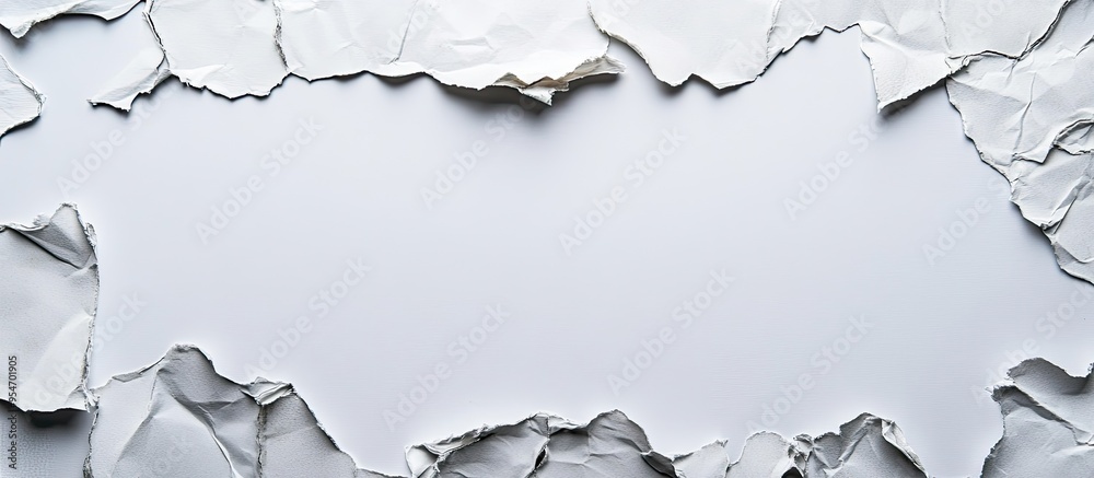 Poster blank white creased crumpled paper texture background with old grunge ripped torn vintage collage po