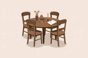 illustration of a table and chair 