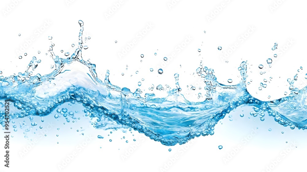 Wall mural Blue Water Splash Isolated on White Background