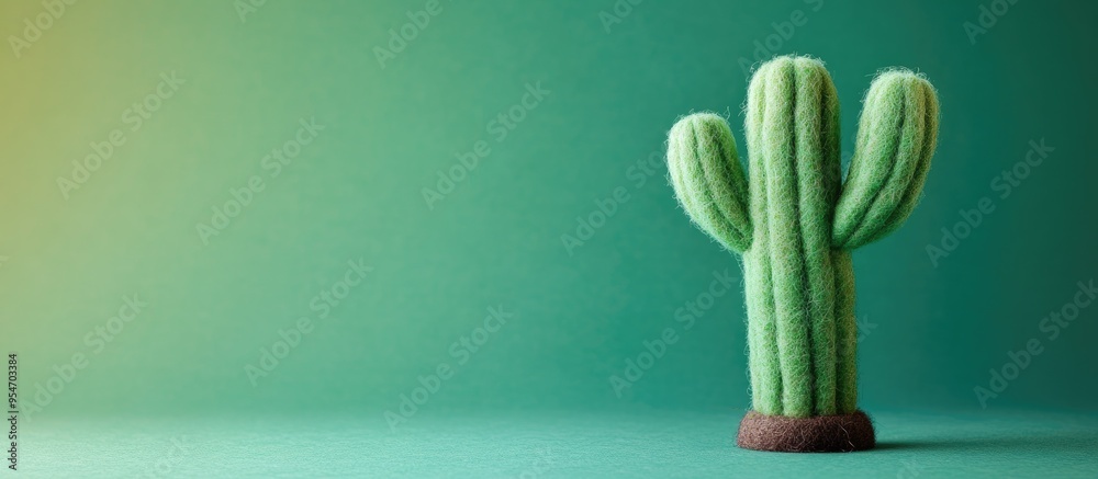 Fototapete felt cactus on a vivid background. with copy space image. place for adding text or design