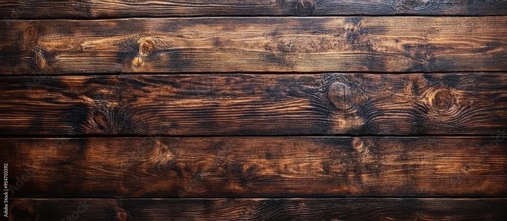 Aufkleber old brown rustic dark wooden texture panoramic wood background long banner. with copy space image. p