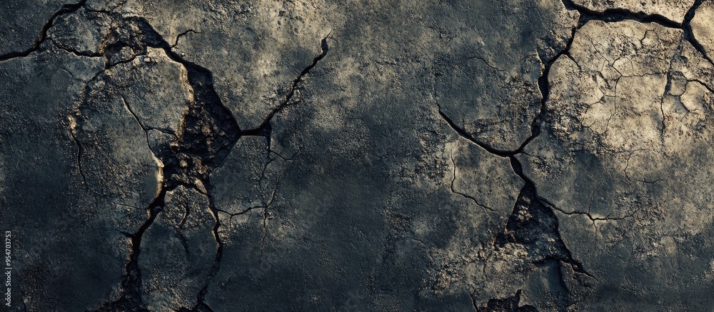 Poster cracked texture of a cement road background. with copy space image. place for adding text or design