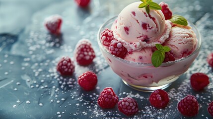 Ice cream balls in a beautiful bowl, summer concept. Ice cream. Dessert.