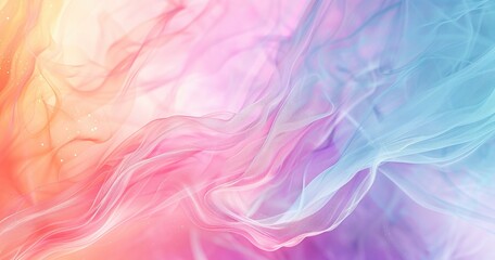 Fototapeta premium A vibrant abstract background featuring flowing colors in pink, blue, and orange, creating a dreamy and soft visual effect.