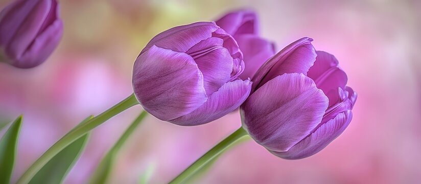 a bunch of lovely purple tulips. with copy space image. Place for adding text or design