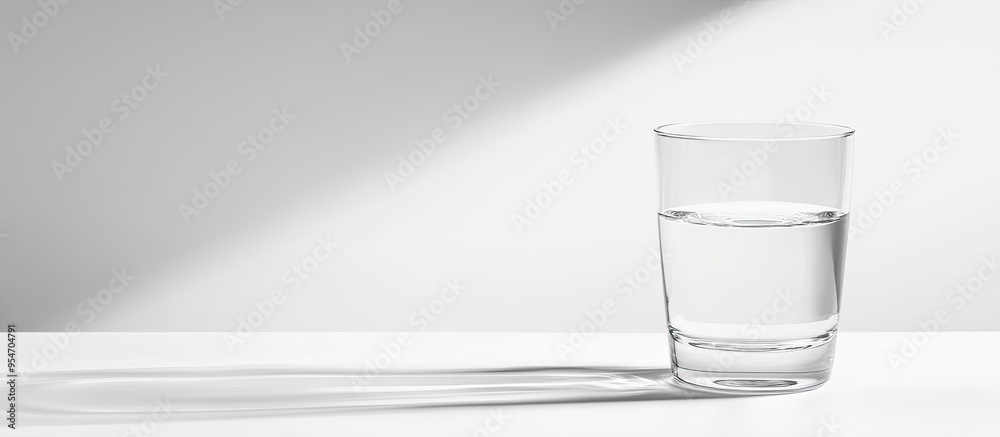Poster A glass of water with a white background. with copy space image. Place for adding text or design