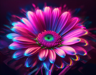 Closeup Illustration of a Pink Daisy Flower Detailed Artistic Floral Design and Botanical Art